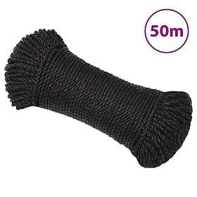 vidaXL Rep svart 6 mm 50 m polypropylen 153002