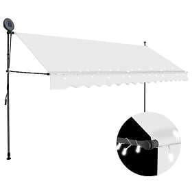 vidaXL Markis manuellt infällbar med LED 400 cm gräddvit 145875