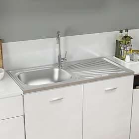 vidaXL Diskho med avrinningsyta silver 10005600x155 mm rostfritt stål 147236
