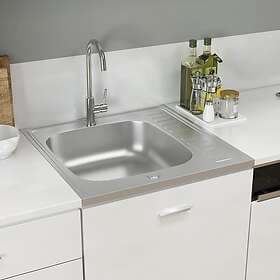 vidaXL Diskho med avrinningsyta silver 600x600x155 mm rostfritt stål 147231