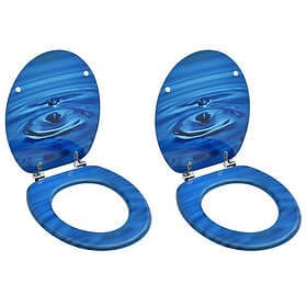 vidaXL Toalettsitsar med lock 2 st MDF vattendroppar blå 3056406