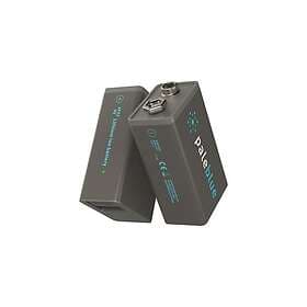 Pale BLUE Blue Uppladdningsbart Batteri 9v 450mah 2-pack Inkl 2x1 Laddningskabel PB-9V