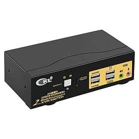 CKL KVM 2x2 DP Switch Dual Monitor Displayport 1.2 4K60Hz 4:4:4 med 2xaudio och 4xUSB-A