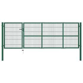 vidaXL Trädgårdsgrind med stolpar 350x100 cm stål grön 142569
