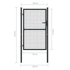 vidaXL Nätgrind för trädgård galvaniserat stål 100x175 cm grå 145772