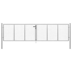vidaXL Trädgårdsgrind galvaniserat stål 415x150 cm silver 144299