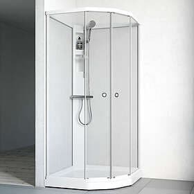 Macro Design Duschkabin Flow Semi med Blandare Vit (Klarglas/910 x 810 mm (BxD))