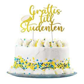 Hisab Joker Tårtdekoration Grattis Till Studenten Guld