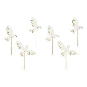 PartyDeco Tårtdekoration Duvor 6-pack