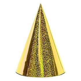 PartyDeco Partyhattar Glittrig Guld 6-pack