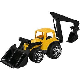 GUL Traktor med Frontlastare och Grävare, 70 cm Plasto