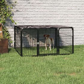 vidaXL Hundbur 4 paneler svart 100 x 50 cm pulverlackerat stål 171795