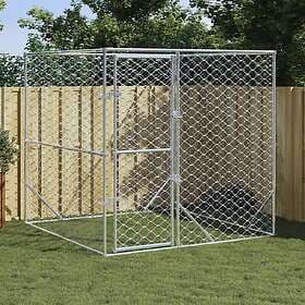vidaXL Hundgård för utomhusbruk silver 2x2x2 m galvaniserat stål 153674