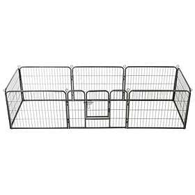 vidaXL Hundhage 8 paneler stål 60x80 cm svart 170572