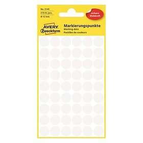 Avery Etikett färgsignal vit Ø 12mm