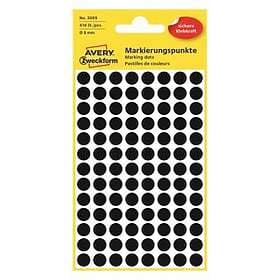 Avery Etikett färgsignal svart Ø 8mm