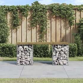 vidaXL Trädgårdsbänk gabion-design 103x31x42 cm impregnerad furu 834331