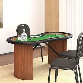 vidaXL Pokerbord med markerhållare 10 spelare 160x80x75 cm grön 80406