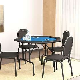 vidaXL Pokerbord för 8 spelare hopfällbart 108x108x75 cm blå 80405