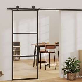 vidaXL Skjutdörr ESG-glas och aluminium 76x205 cm svart 151008