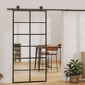 vidaXL Skjutdörr ESG-glas och aluminium 90x205 cm svart 151018