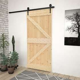 vidaXL Skjutdörr med beslag 90x210 cm massiv furu 3057494