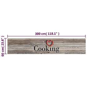 vidaXL Köksmatta maskintvättbar cooking grå 60x300 cm sammet 136548