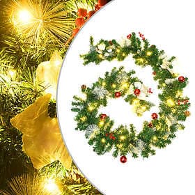 vidaXL Julgirlang med LED-lampor grön 2,7 m PVC 320971