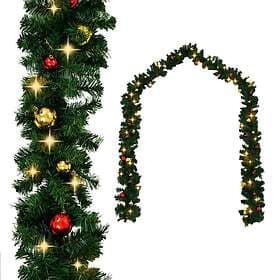 vidaXL Julkrans dekorerad med julkulor och LED-lampor 20 m 246408