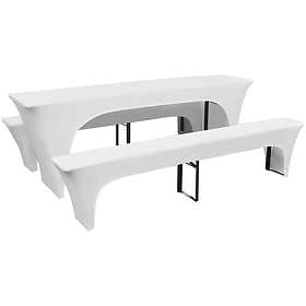 vidaXL 3 Möbelöverdrag för ölbord och bänkar stretch Vit 220 x 50 80 cm 130792