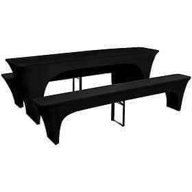 vidaXL 3 Möbelöverdrag för ölbord och bänkar stretch Svart 220 x 70 80 cm 130795
