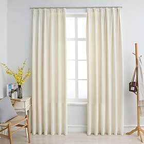 vidaXL Mörkläggningsgardiner 2 st m. krokar sammet gräddvit 140x225 cm 134517