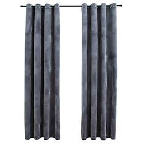 vidaXL Mörkläggningsgardiner med ringar 2 st antracit sammet 140x225 cm 134497
