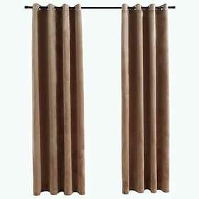 vidaXL Mörkläggningsgardiner med ringar 2 st beige sammet 140x245 cm 134506