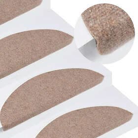 vidaXL Trappstegsmattor självhäftande 10 st beige 65x22,5x3,5 cm 355251