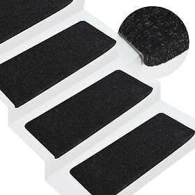 vidaXL Trappstegsmattor självhäftande 15 st 65x24,5x3,5 cm antracit 343477