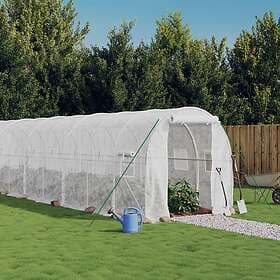 vidaXL Växthus med stålram vit 12 m² 6x2x2 m 3188029