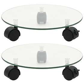 vidaXL Växtställ på hjul 2 st härdat glas 28 cm rund 245691