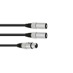 Omnitronic 1xXLR Fe > 2xXLR Ma 1m Black