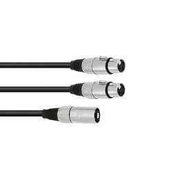 Omnitronic 1xXLR Ma > 2xXLR Fe 0,5m Black