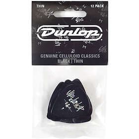 Jim Dunlop 483P03TH Genuine Celluloid Black Picks (Thin) 12/PLYPK