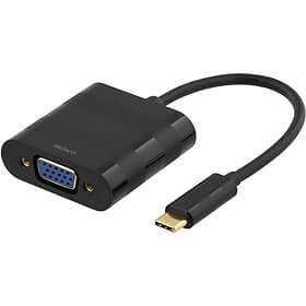 Deltaco USB 3,1 till VGA adapter, USB typ C hane VGA hona, svart USBC-VGA