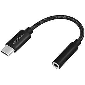LogiLink USB-C 3,5mm-ljudadapter m DAC 13cm nylonkabel UA0398