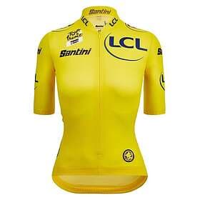 Santini Tour De France Femme Avec Zwift Overall Leader Short Sleeve Jersey Gul L Kvinna
