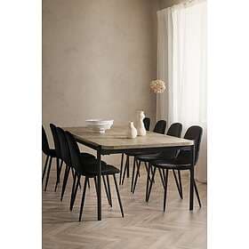 Ellos Matgrupp Gilda med bord 220x106 cm 8 stolar White washed/beige