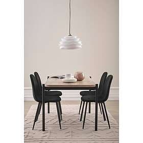 Ellos Matgrupp Gilda med bord 120x80 cm 4 stolar White washed/svart sammet