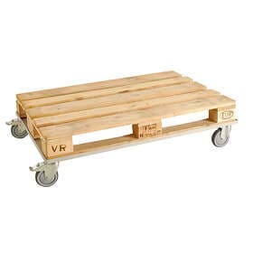 Kongamek Pallvagn Låg 1220x820x185mm 150kg, Grå, Termogummi/Non-marking hjul, 4 länk varav 2 med broms