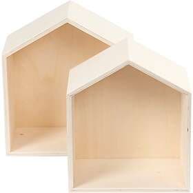 Set Förvaringslådor, hus, H: 22,5+25 cm, D: 12,5 cm, B: 19,5+22,5 cm, 2 st./ 1