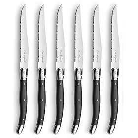 Lou Laguiole Grillkniv i Träblock Antracit 6-pack