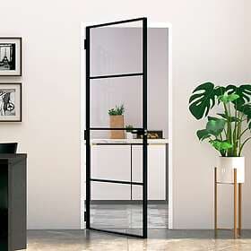 vidaXL Innerdörr 83x201,5 cm härdat glas och aluminium slim 153659